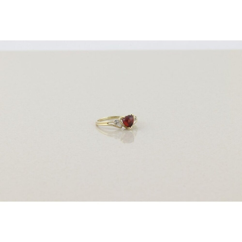 10k Yellow Gold Natural Garnet & Diamond Ring Size 7 1/4 - Picture 4 of 8